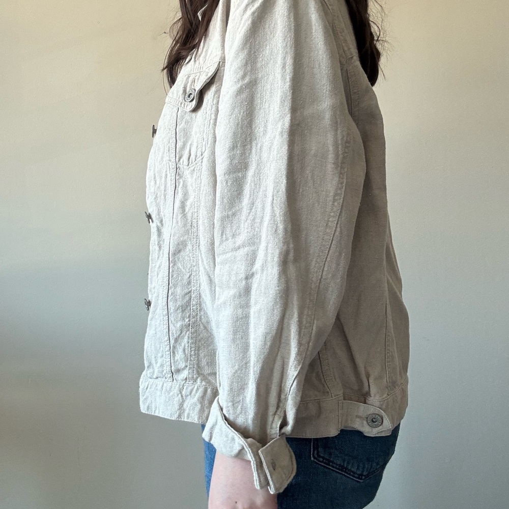 CONSIGNED—Vintage Eddie Bauer Beige Linen Jacket - Picture 3 of 8